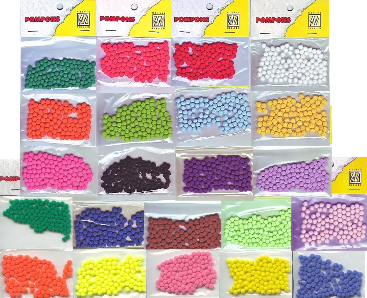 Pom Poms Set - 3mm - 22 Kleuren - 2200 STUKS